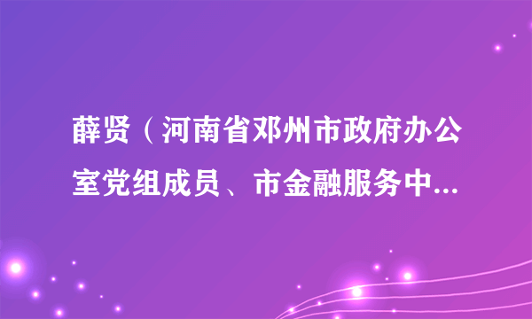 薛贤（河南省邓州市政府办公室党组成员、市金融服务中心主任）