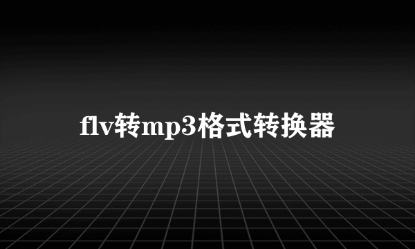 flv转mp3格式转换器