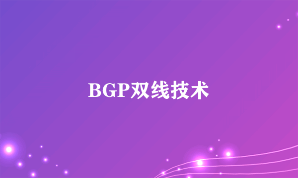 BGP双线技术