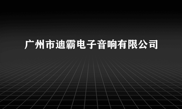 广州市迪霸电子音响有限公司