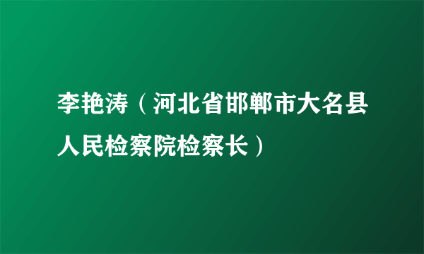 李艳涛（河北省邯郸市大名县人民检察院检察长）