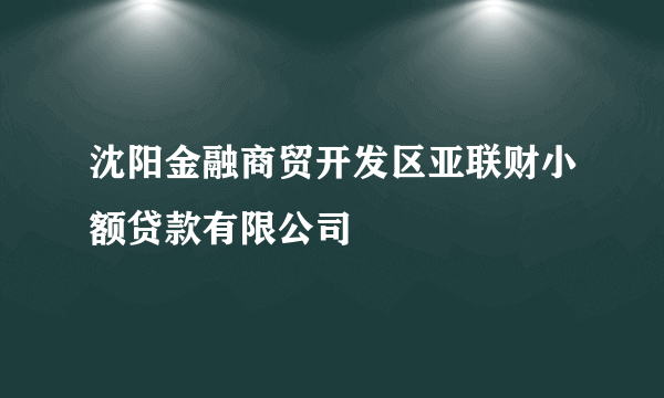 沈阳金融商贸开发区亚联财小额贷款有限公司