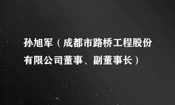 孙旭军（成都市路桥工程股份有限公司董事、副董事长）
