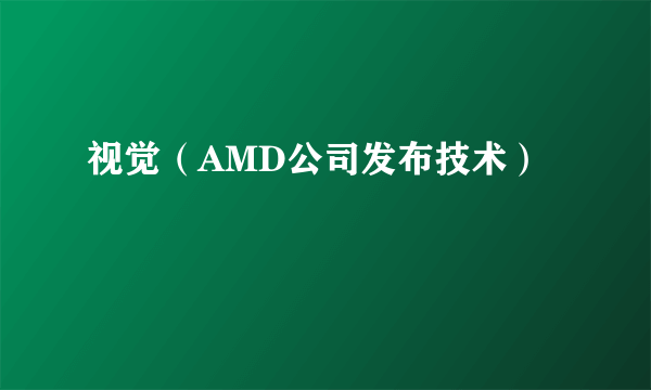 视觉（AMD公司发布技术）