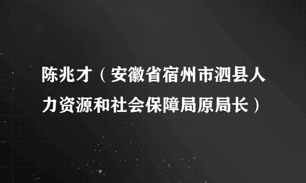 陈兆才（安徽省宿州市泗县人力资源和社会保障局原局长）