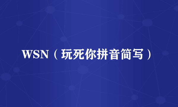 WSN（玩死你拼音简写）
