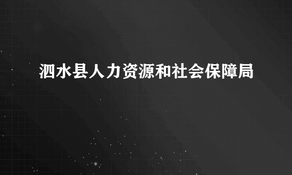 泗水县人力资源和社会保障局