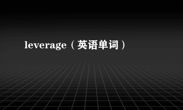 leverage（英语单词）