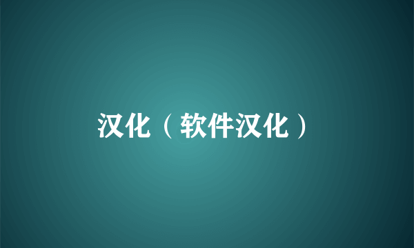汉化（软件汉化）