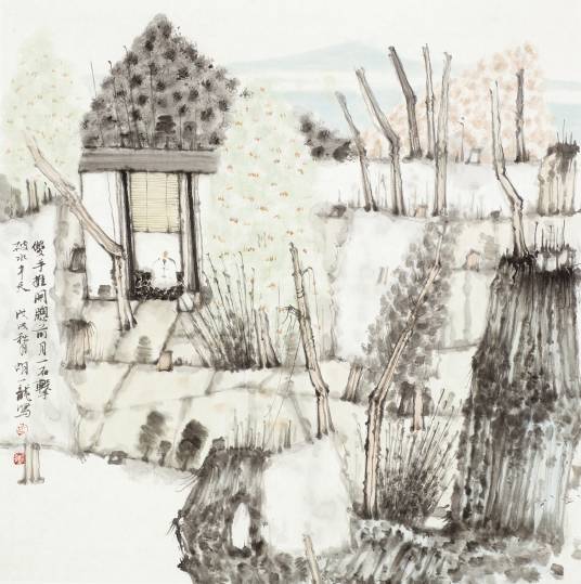禅茶一味（胡一龙中国画作品）