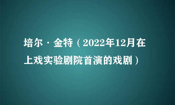 培尔·金特（2022年12月在上戏实验剧院首演的戏剧）