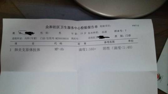 肺炎支原体抗体阳性