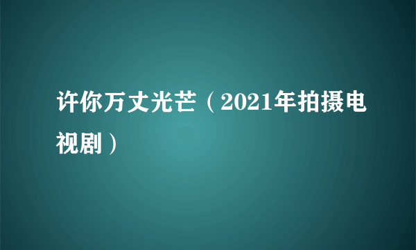 许你万丈光芒（2021年拍摄电视剧）
