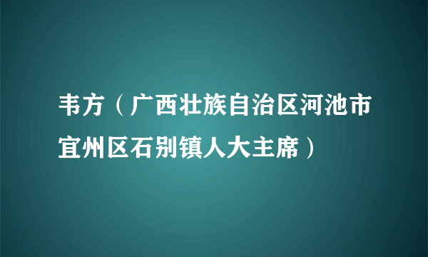 韦方（广西壮族自治区河池市宜州区石别镇人大主席）