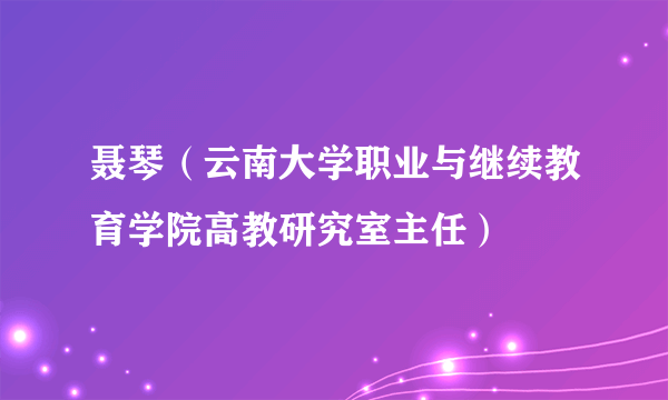 聂琴（云南大学职业与继续教育学院高教研究室主任）