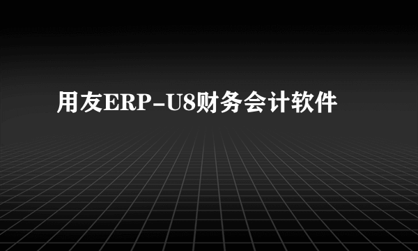 用友ERP-U8财务会计软件