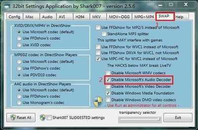 WindowsMediaCenter解码器
