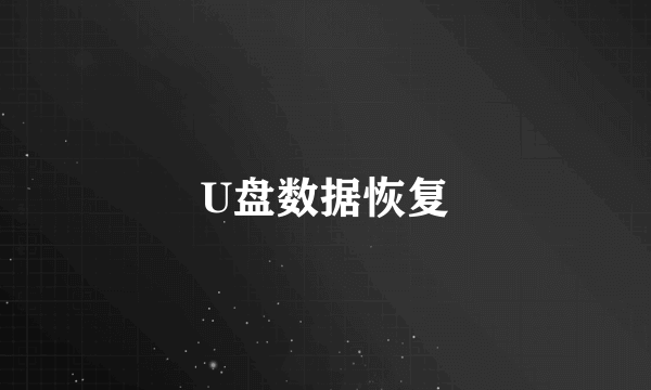 U盘数据恢复