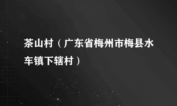 茶山村（广东省梅州市梅县水车镇下辖村）