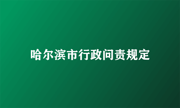 哈尔滨市行政问责规定