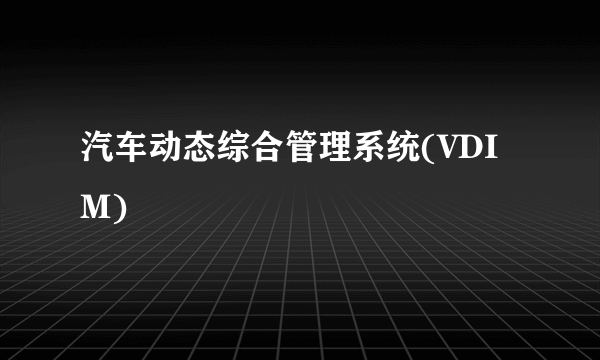 汽车动态综合管理系统(VDIM)