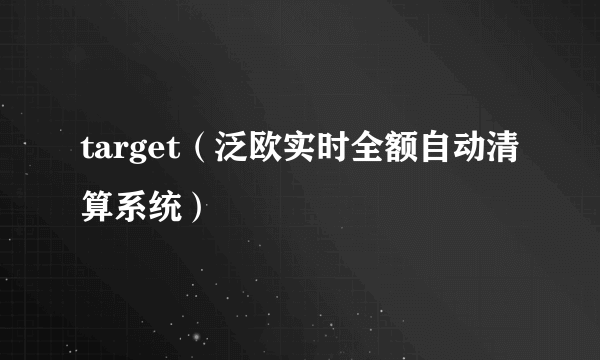 target（泛欧实时全额自动清算系统）