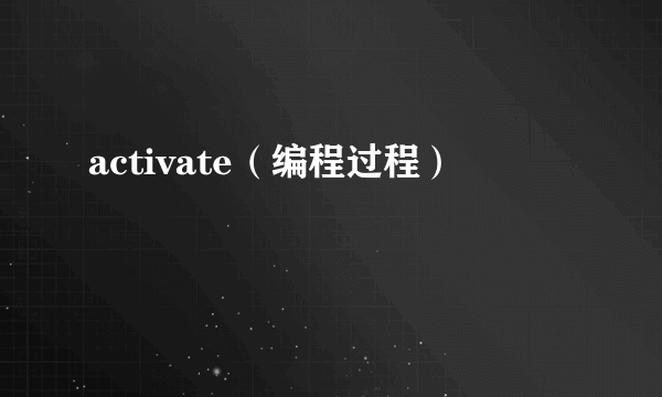 activate（编程过程）