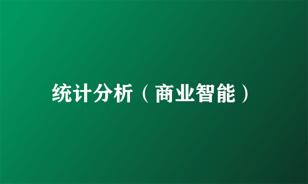 统计分析（商业智能）