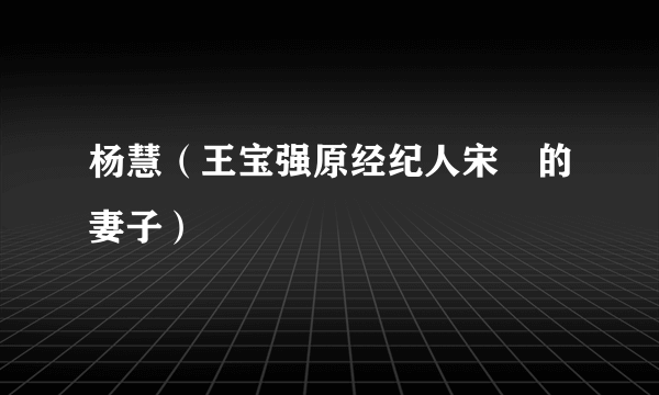 杨慧（王宝强原经纪人宋喆的妻子）
