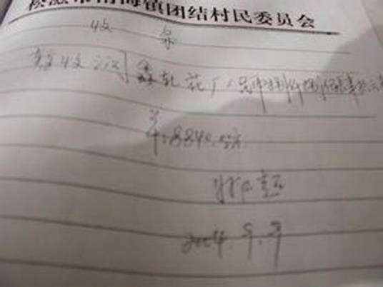 白条（不符合财务制度和会计凭证手续的字条或单据）