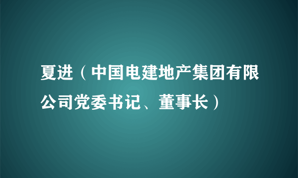 夏进（中国电建地产集团有限公司党委书记、董事长）