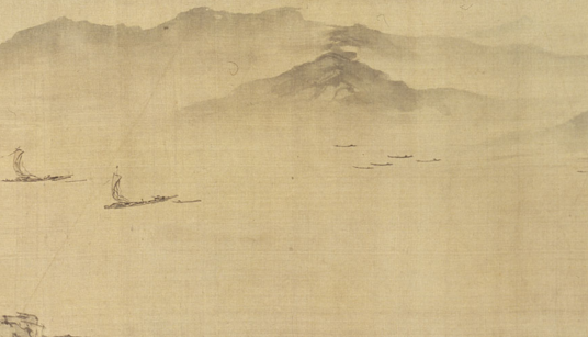 长江万里图（明代吴伟创作绢本墨笔画）