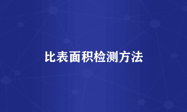 比表面积检测方法