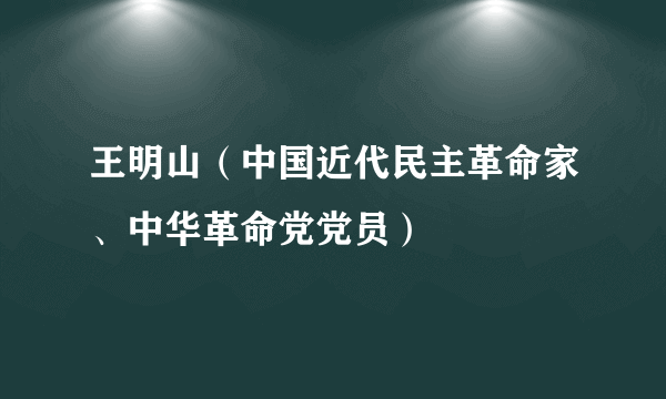 王明山（中国近代民主革命家、中华革命党党员）