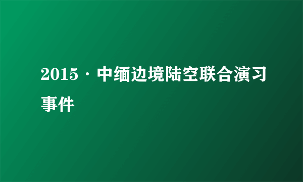 2015·中缅边境陆空联合演习事件