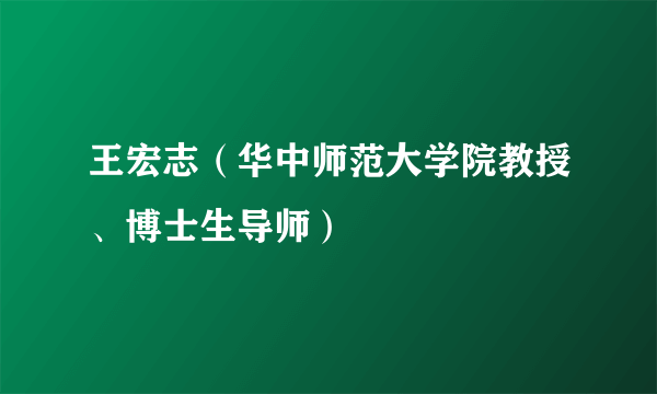 王宏志（华中师范大学院教授、博士生导师）