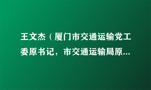 王文杰（厦门市交通运输党工委原书记，市交通运输局原党组书记、原局长）
