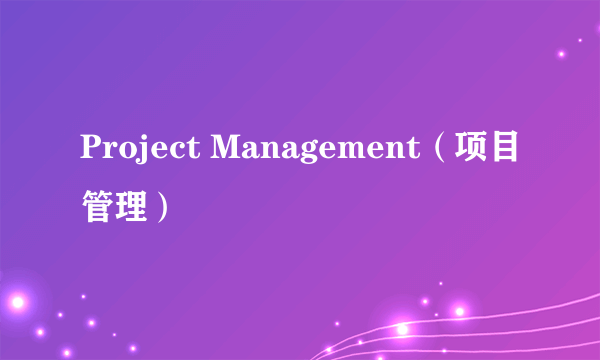 Project Management（项目管理）