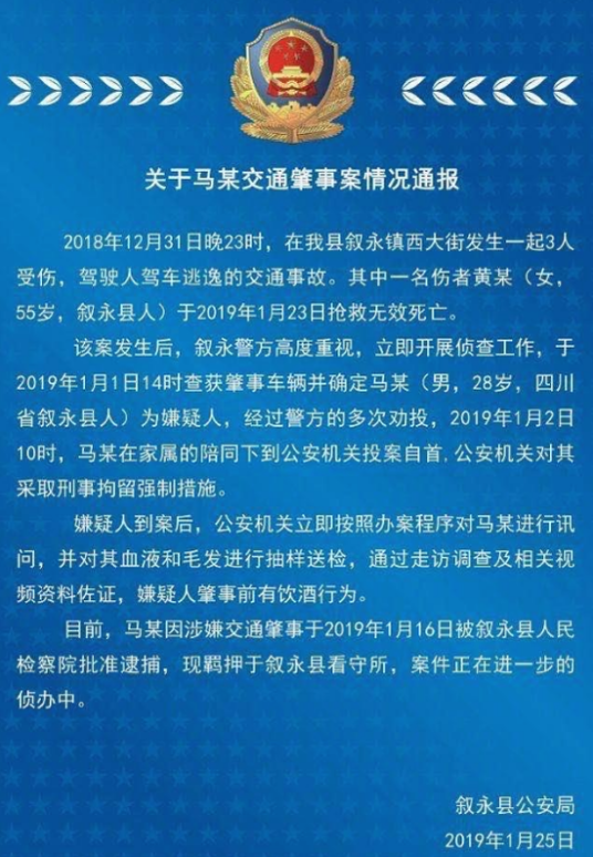 12·31叙永肇事逃逸案