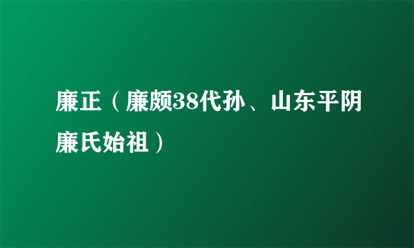 廉正（廉颇38代孙、山东平阴廉氏始祖）