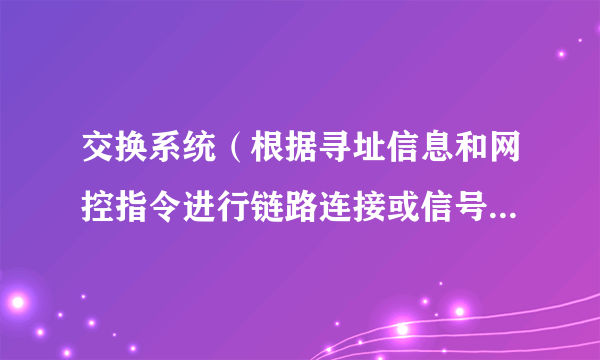 交换系统（根据寻址信息和网控指令进行链路连接或信号导向使在电信网中的多对用户间建立信号通路的系统）