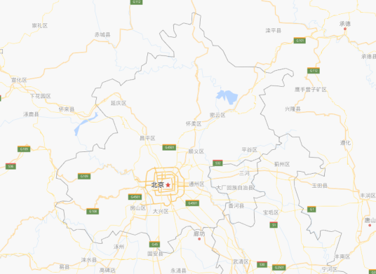 北京地图（北京全市土地面积16411平方公里）