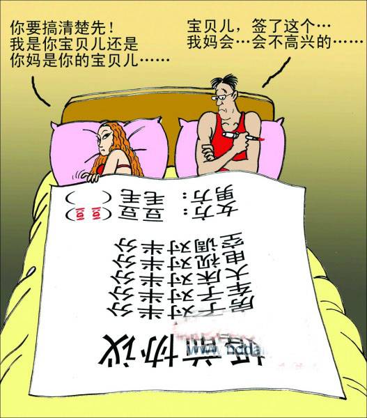 婚前协议（将要结婚的男女双方为结婚而签订的、于婚后生效的具有法定约束力的书面协议）
