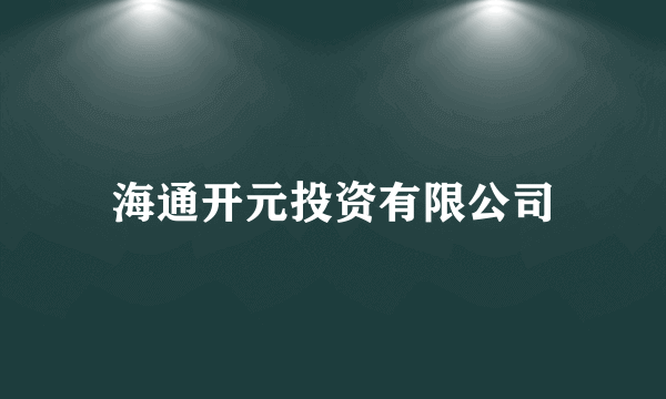 海通开元投资有限公司