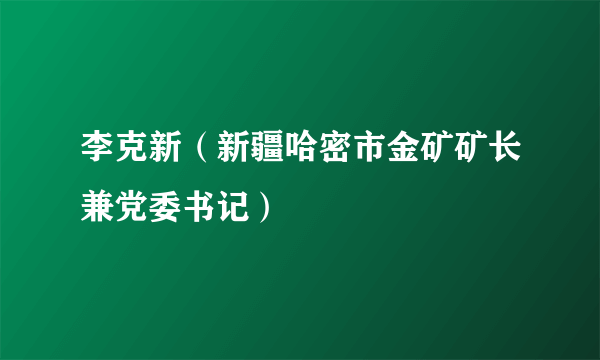 李克新（新疆哈密市金矿矿长兼党委书记）