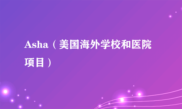 Asha（美国海外学校和医院项目）