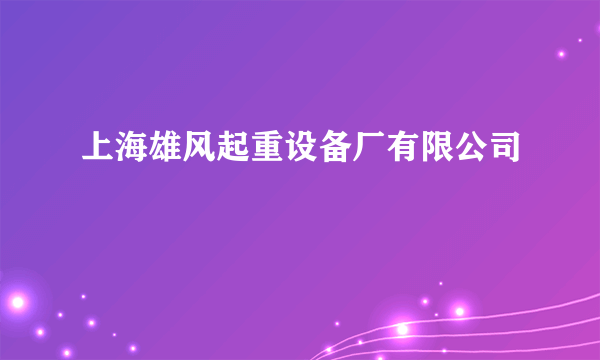 上海雄风起重设备厂有限公司