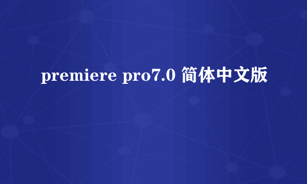 premiere pro7.0 简体中文版