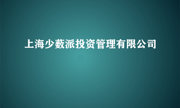 上海少薮派投资管理有限公司