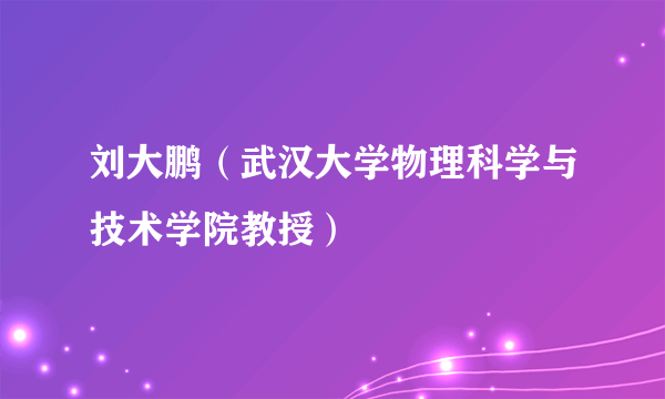 刘大鹏（武汉大学物理科学与技术学院教授）